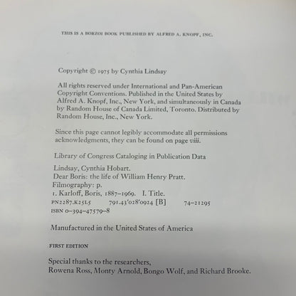 Dear Boris - Cynthia Lindsey - 1st Edition - 1975