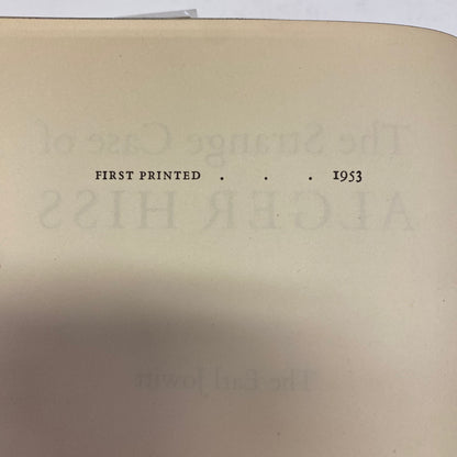 The Strange Case of Alger Hiss - The Earl Jowitt - 1st Edition - 1953