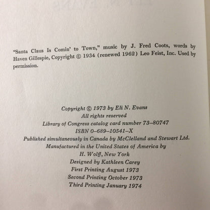 The Provincials - Eli N. Evans - Signed - 3rd Printing - 1974