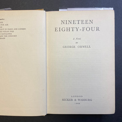 1984 - George Orwell - True 1st Edition - 1st UK Edition with Facsimile Dust Jacket - 1949
