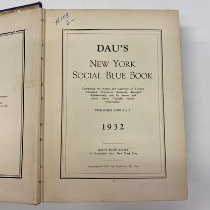 Dau’s New York Social Blue Book - Frank W. Dau - 1932